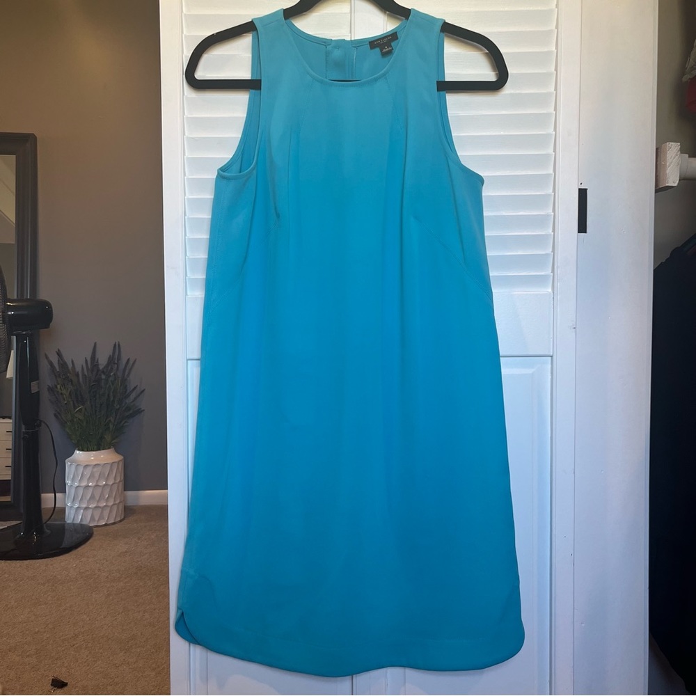 Ann Taylor Aqua Blue Sleeveless Shift Dress